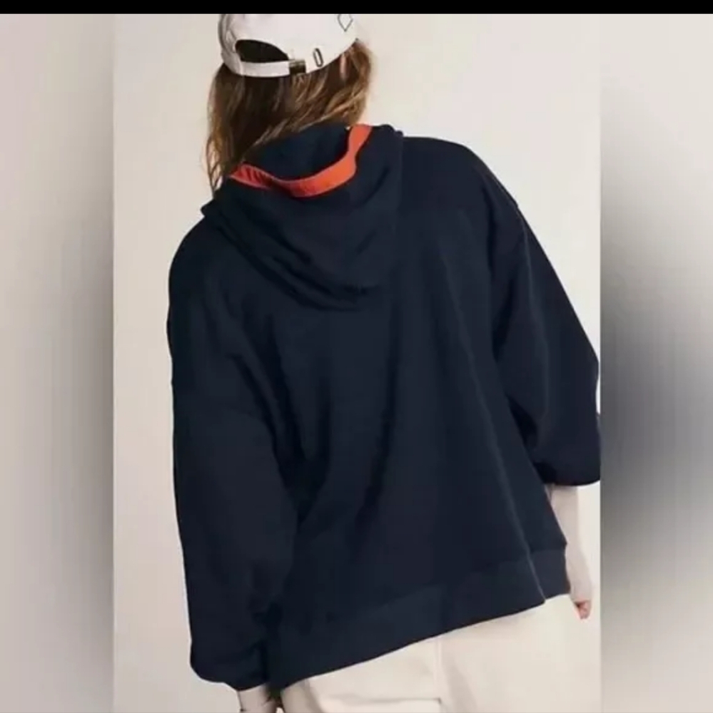 Free People Dark Blue and Bright Orange Hoodie - Picture 3 of 8